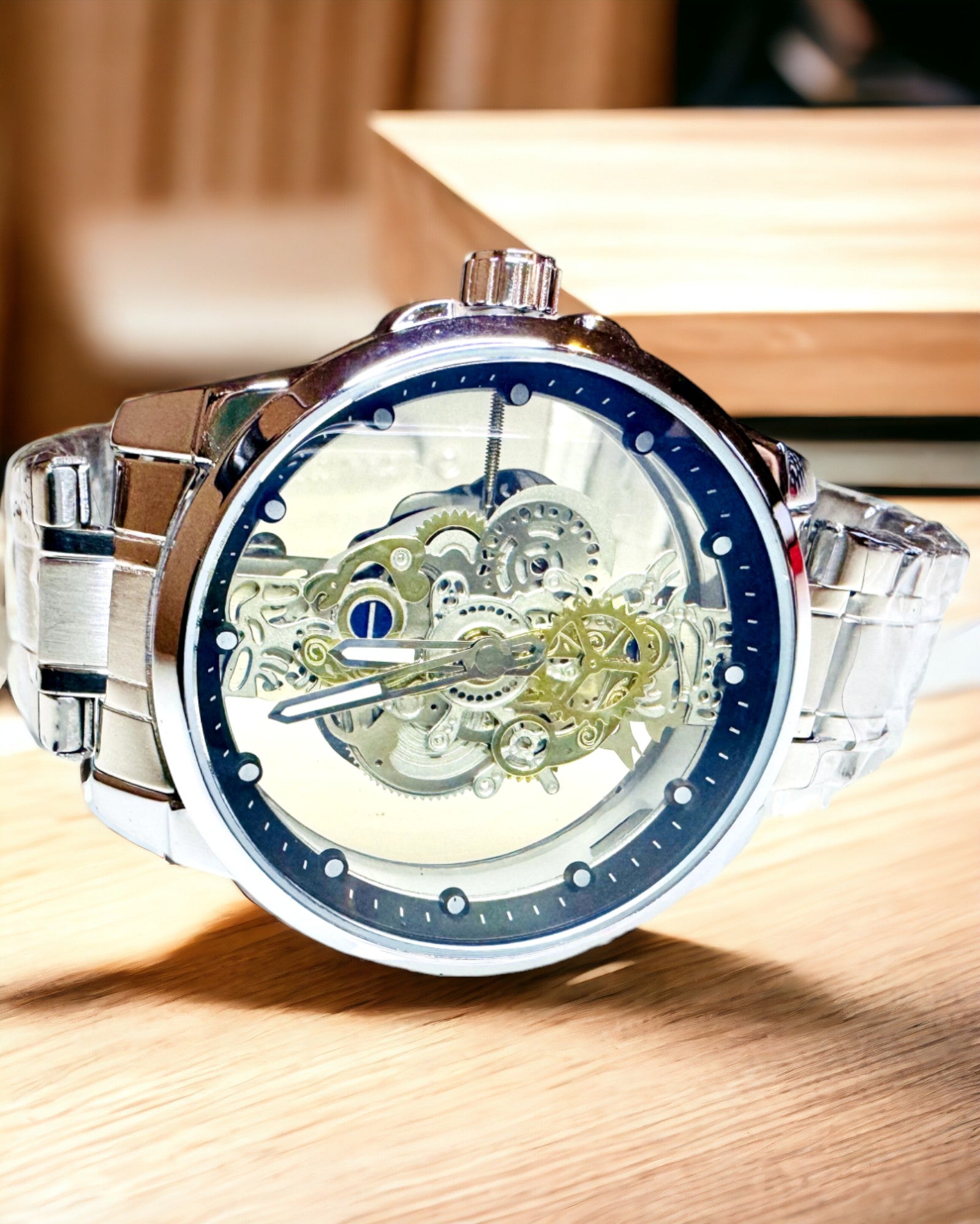 Elegante Heren Quartz Horloge - Transparant Mechanisme en Sportieve Elegantie