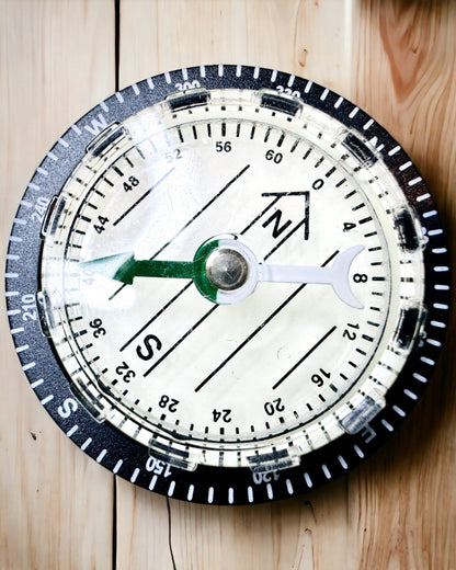 Tourist Compass "Adventurer's Guide" - Transparent, Mini Acrylic with Hanging Rope and Map Scale, with engraving