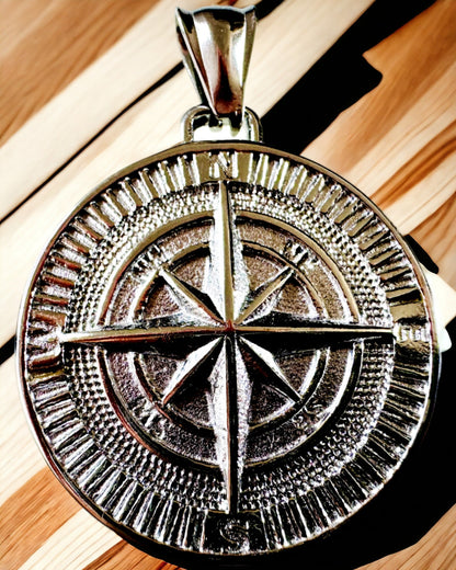 Compass Necklace – Forged Stainless Steel Jewelry for Men and Women in Two Colors, with Engraving