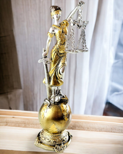 Statuette de la Déesse de la Justice – Décoration Artistique pour Étagère, Artisanat en Résine, personnalisation par gravure