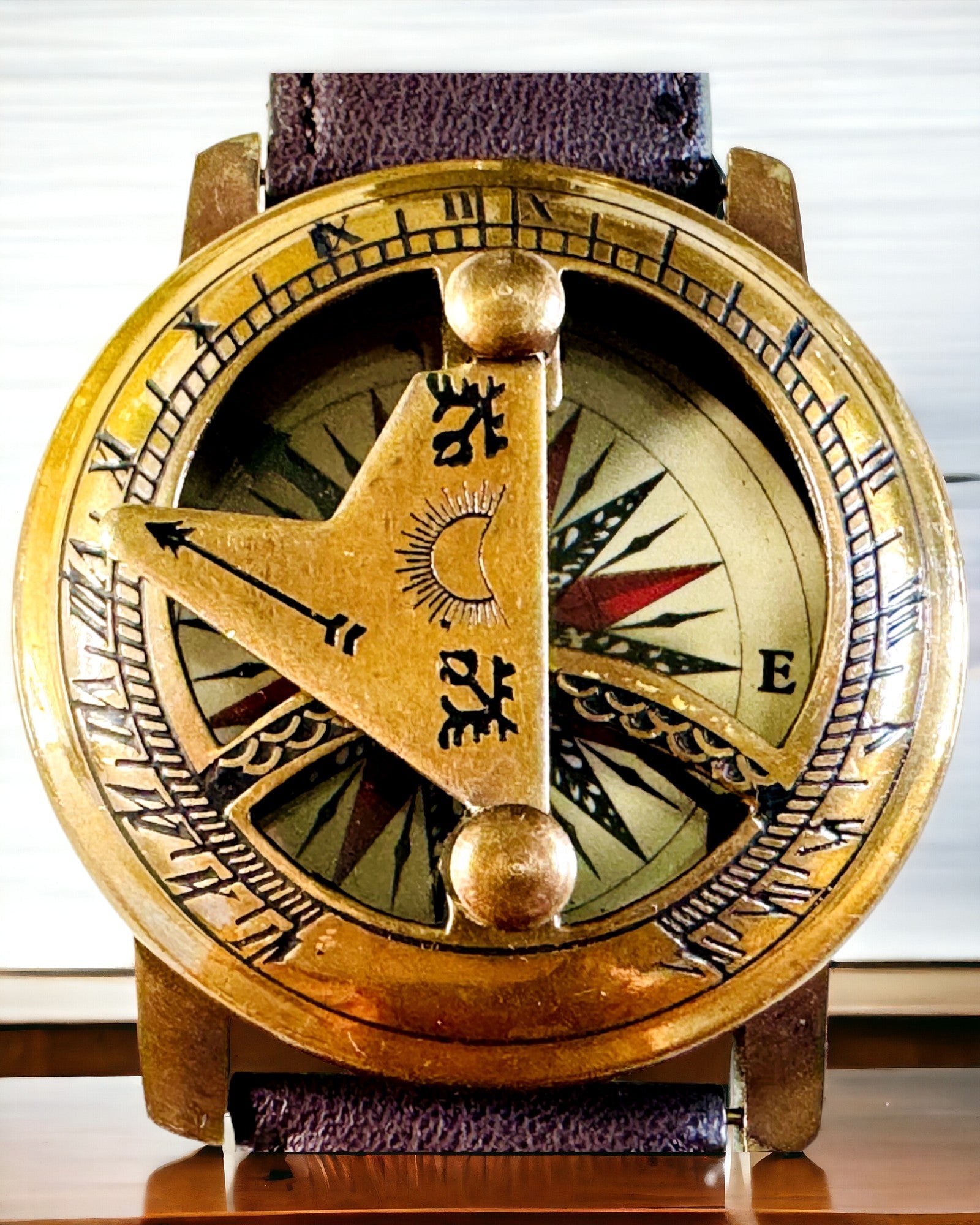 Sundial with Compass - Handcrafted, Authentic Craftsmanship, engraving option