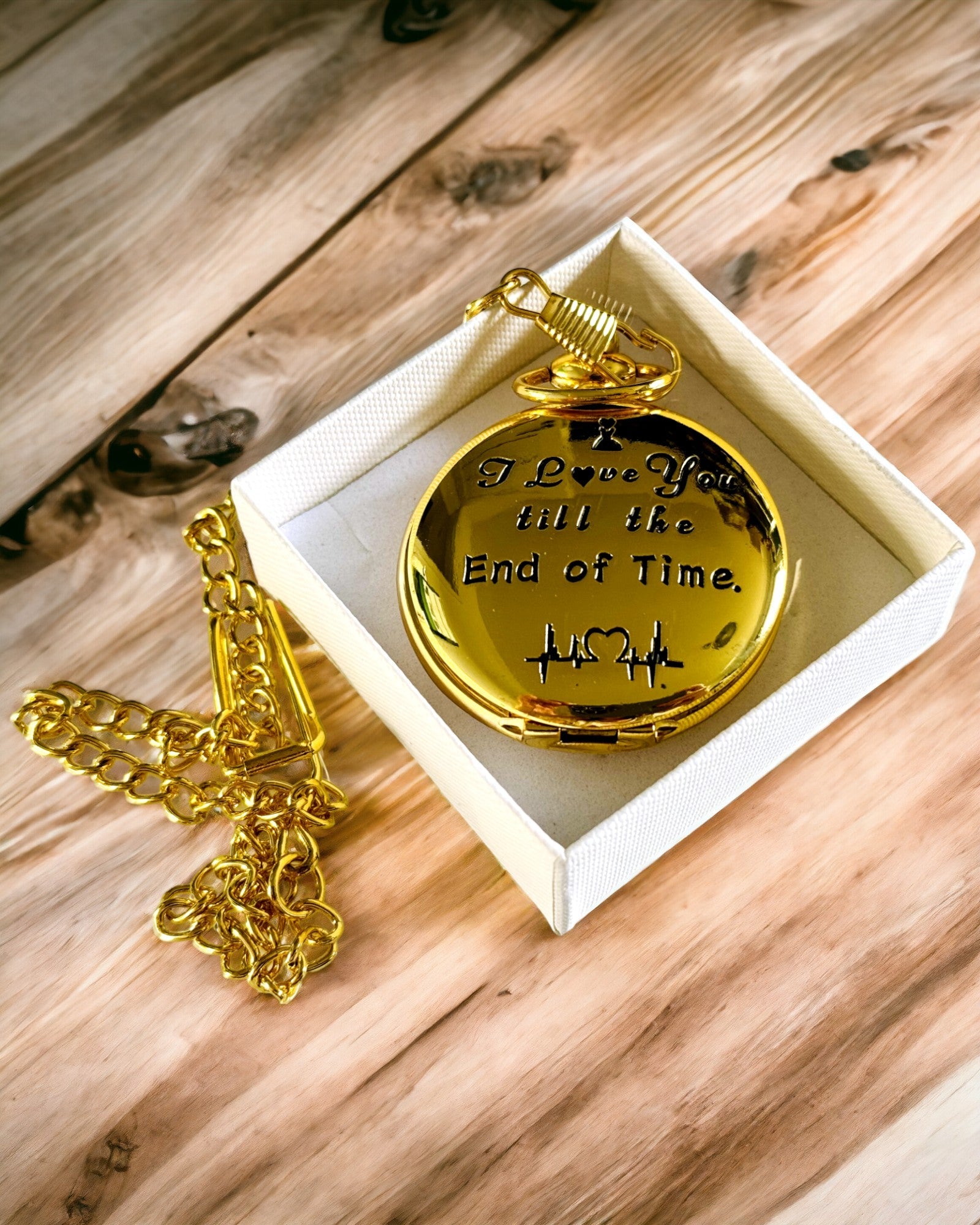 Gold Pocket Watch in Retro Style with Engraving Option