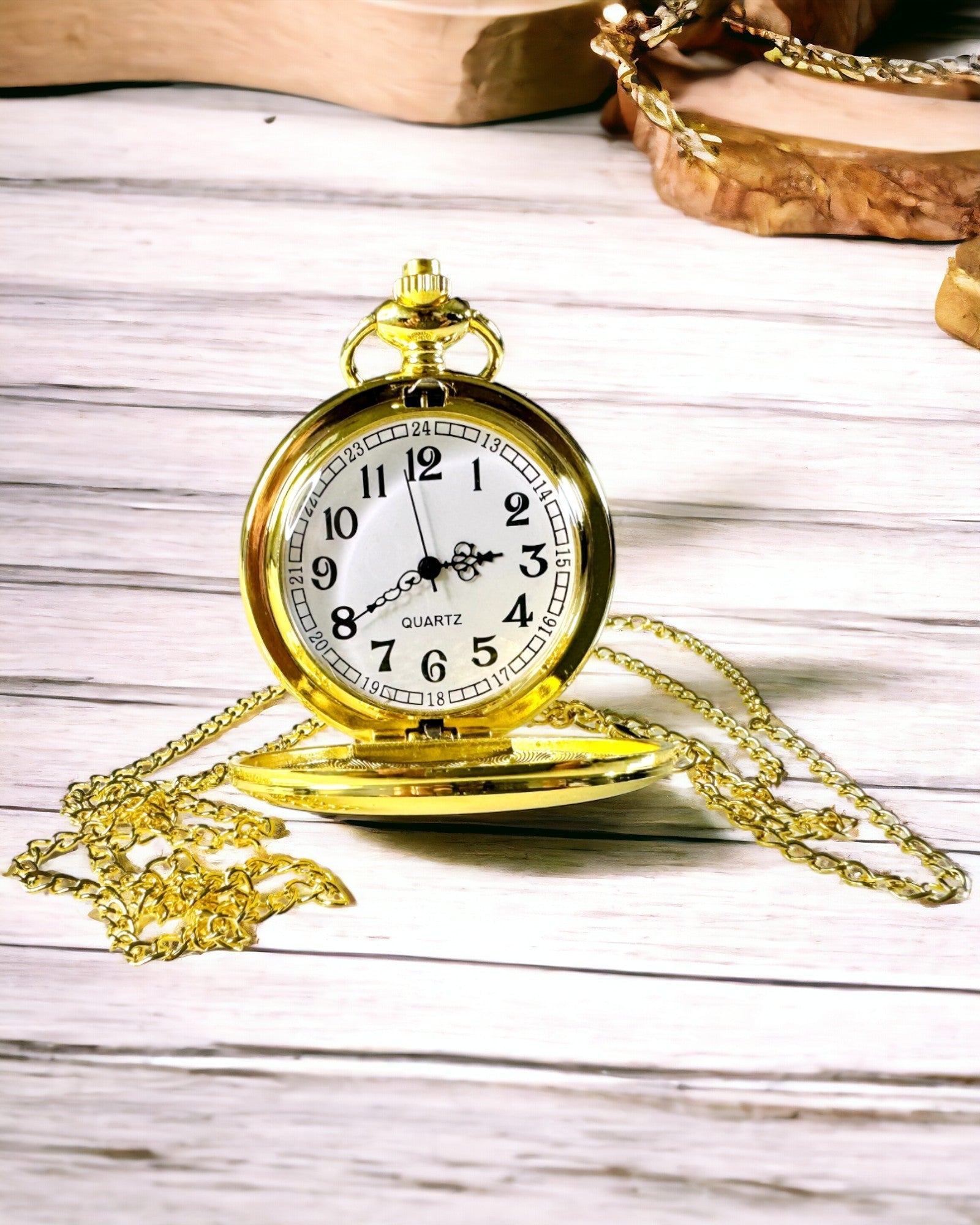 Golden Color Vintage Style Pocket Watch with Engraving Option