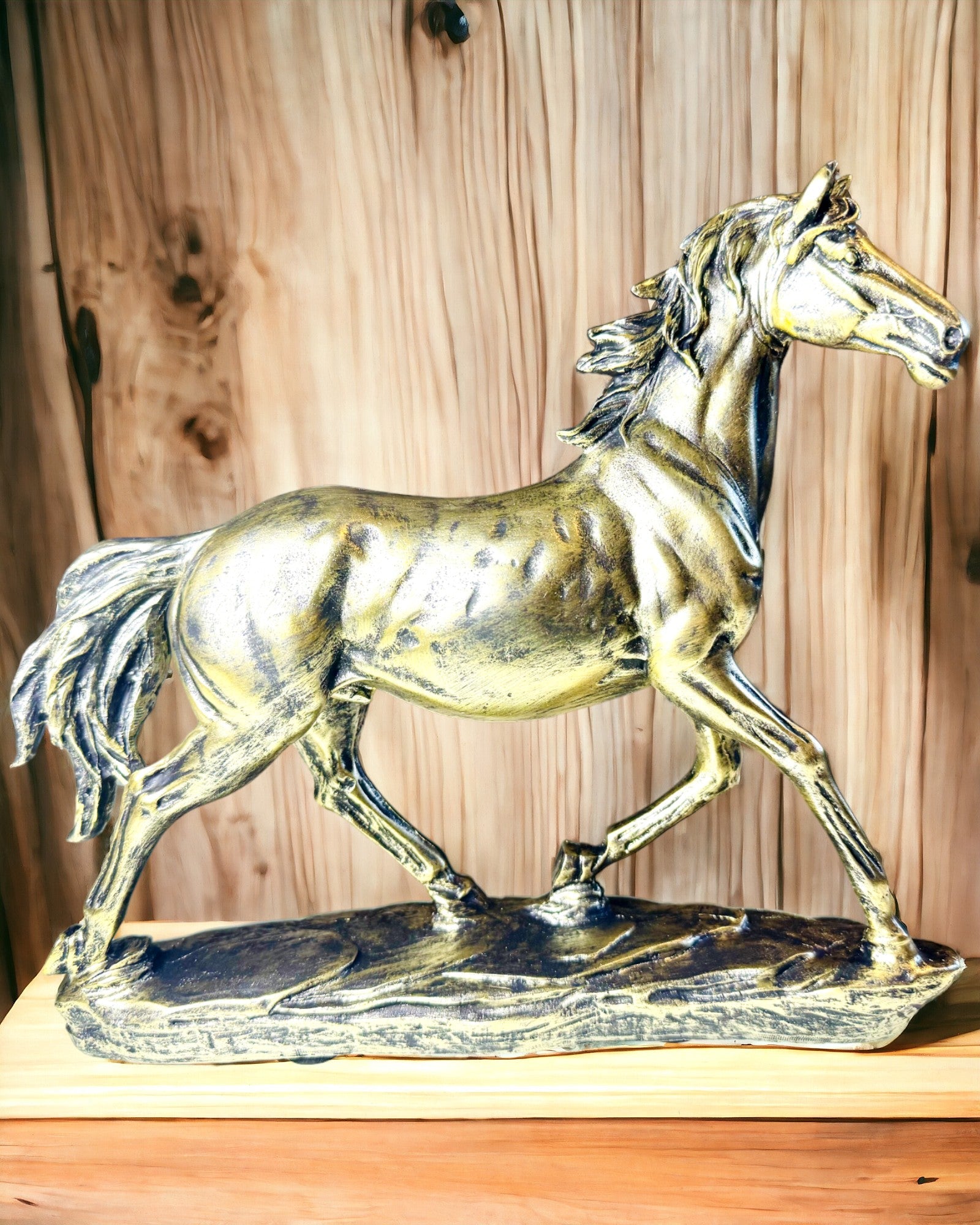 Galloping Horse Resin Figurine with Engraving Option