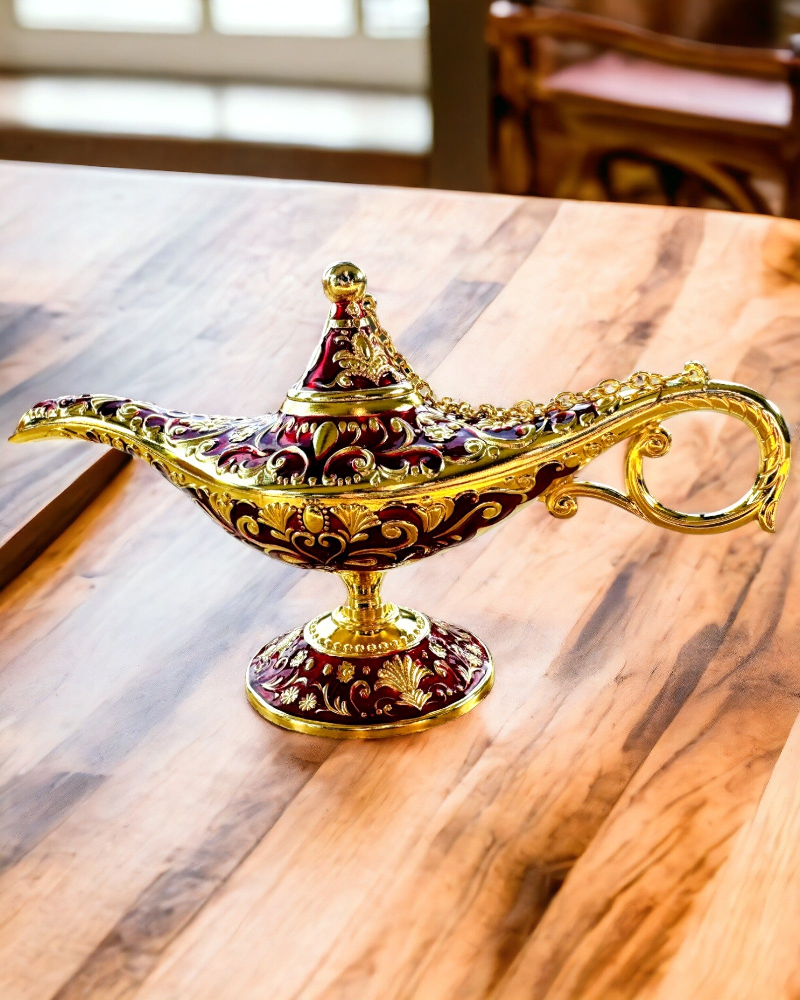 Magische Lampe von Aladdin mit Gravuroption - Variante Bordeaux, mit Gold durchzogen