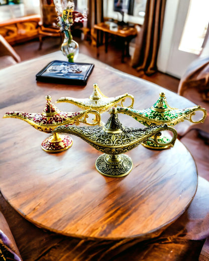 Magische Aladdin Lamp met Graveermogelijkheid - Witte Variant, verweven met goud