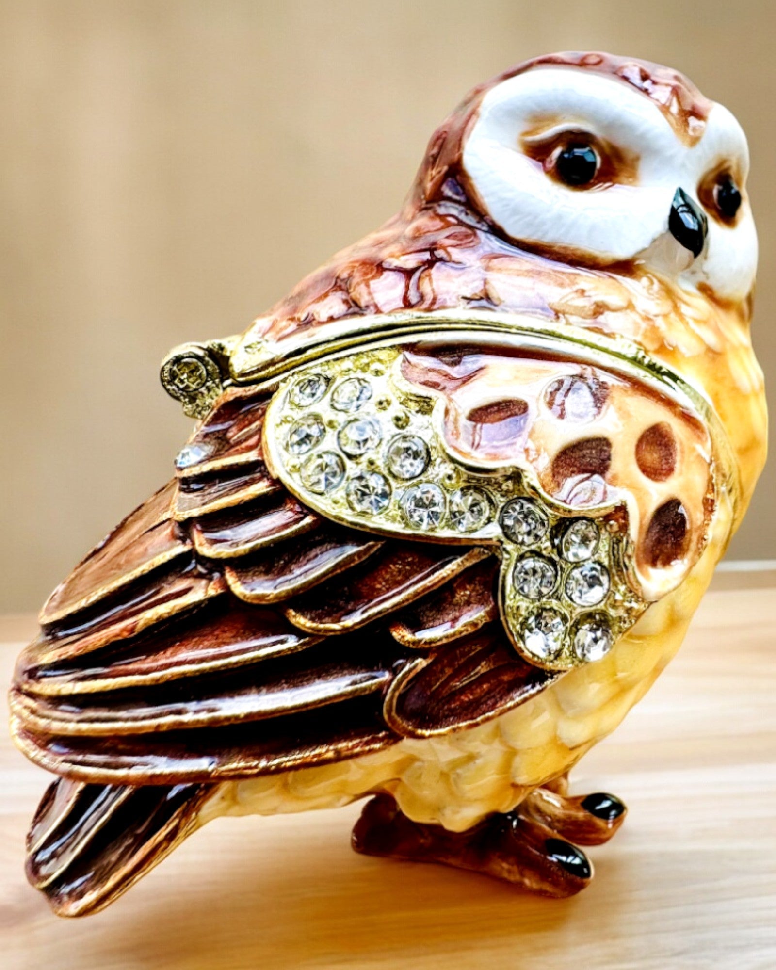 Charming Owl with Crystals - Jewelry Box with personalization option for engraving, gift