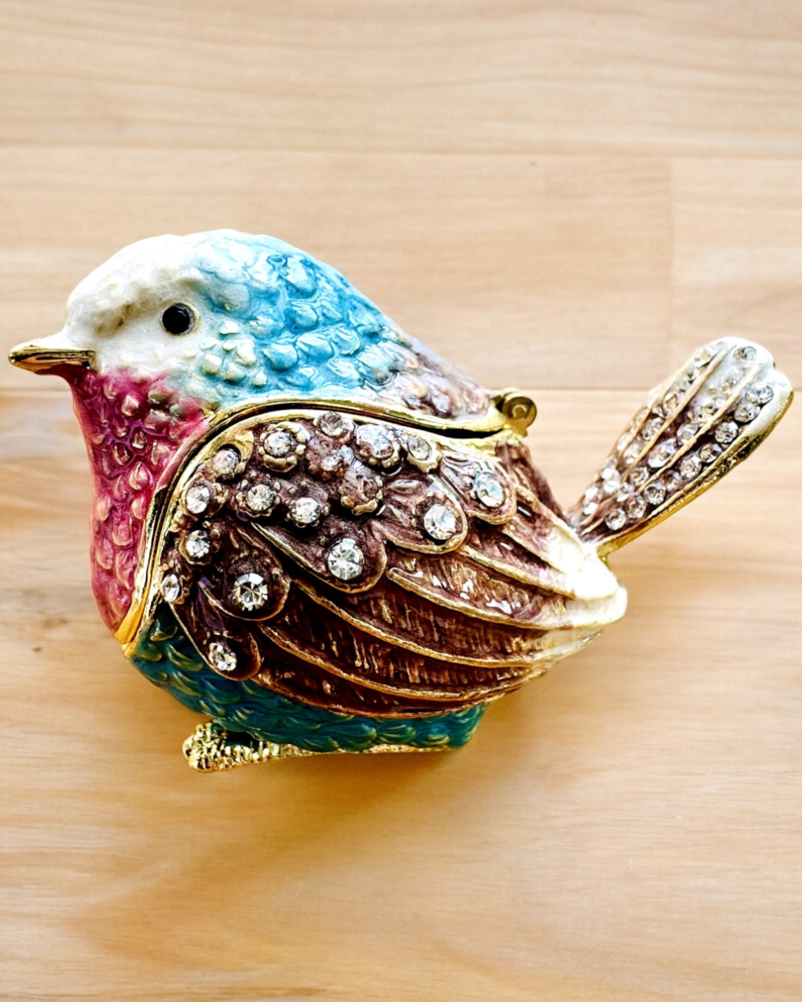 Colorful Sparrow Bird with Engraving - Adorable Treasure Box