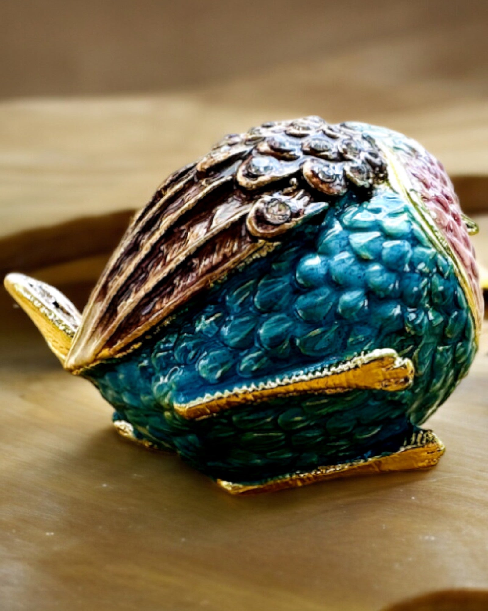 Colorful Sparrow Bird with Engraving - Adorable Treasure Box