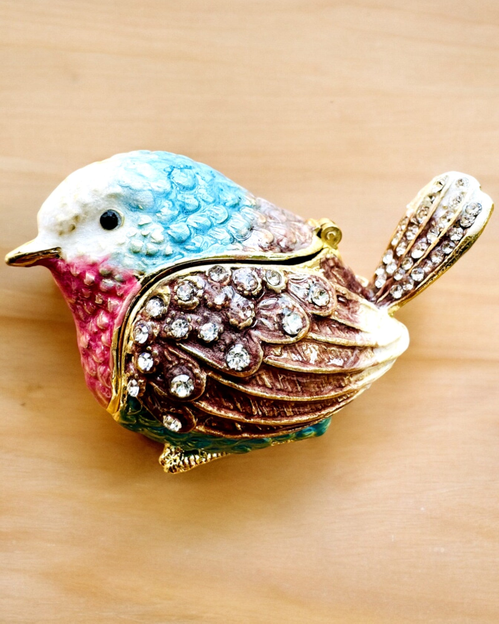 Colorful Sparrow Bird with Engraving - Adorable Treasure Box