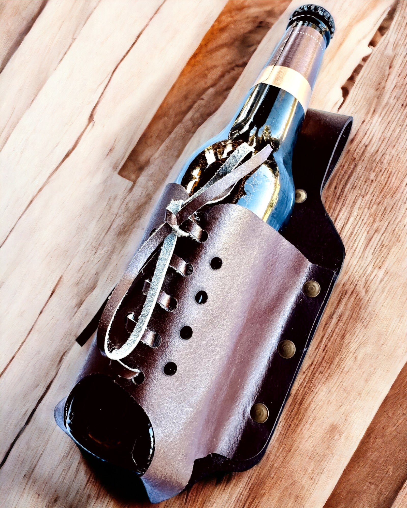 Leather Bottle Holder "LeatherCraft Elegance" - personalization option