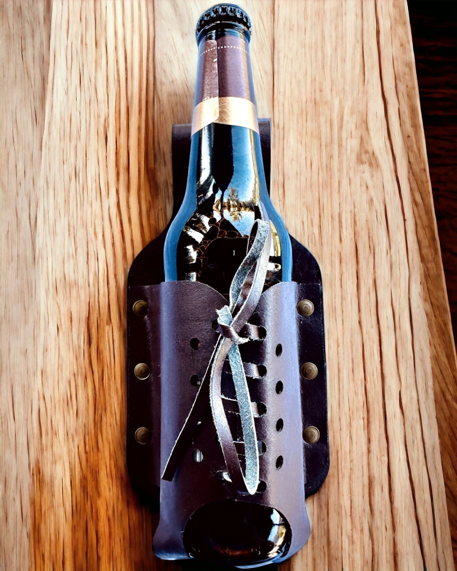 Leather Bottle Holder "LeatherCraft Elegance" - personalization option