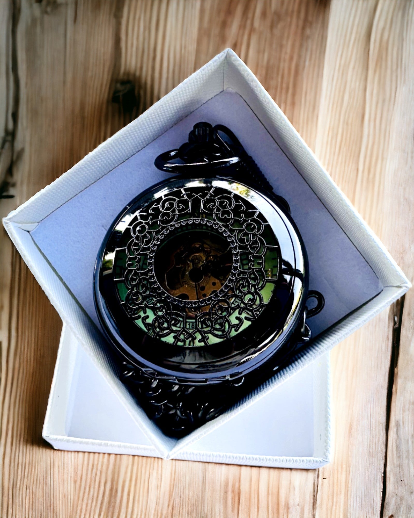 Zakhorloge "Eterna Elegance", gepersonaliseerd cadeau, graveren. Kleur zwart