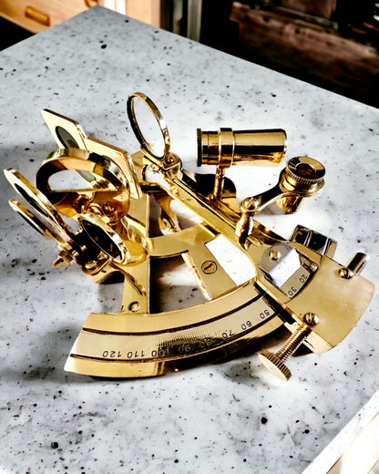 Artistic sextant in gold color - personalization option with engraving