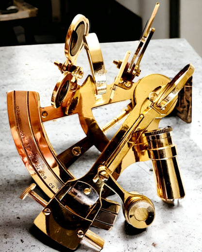 Artistic sextant in gold color - personalization option with engraving