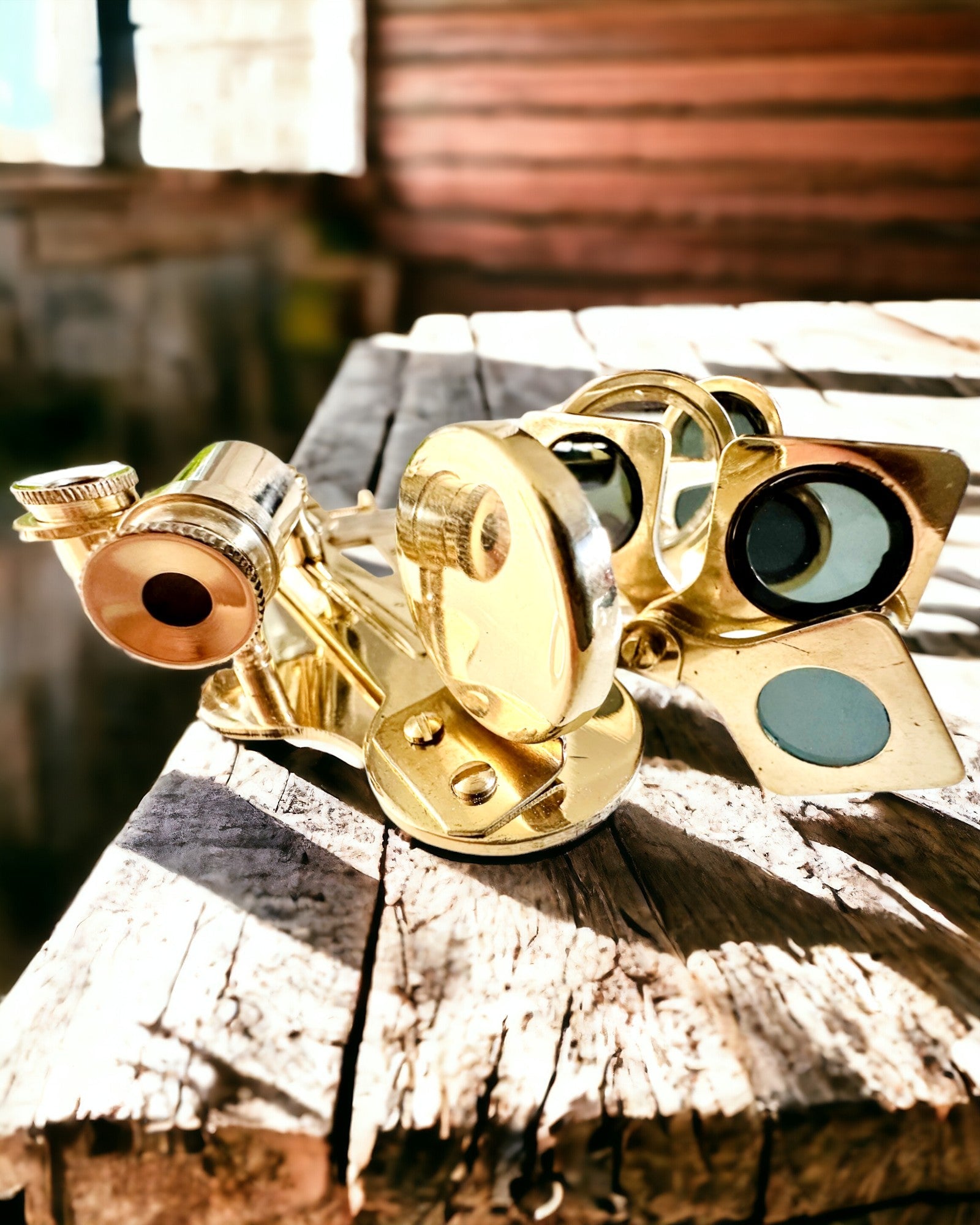 Artistic sextant in gold color - personalization option with engraving