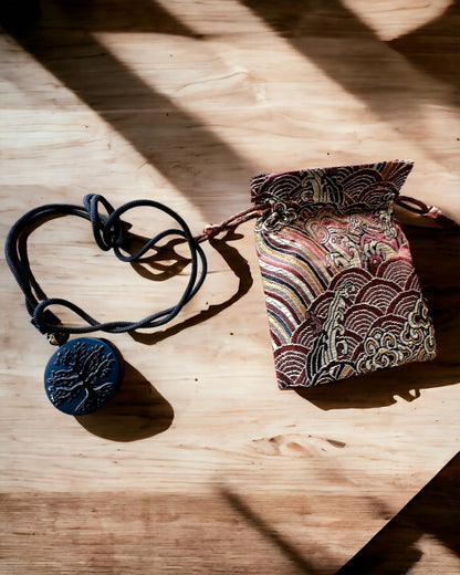 "Tree of Life" Necklace made of Obsidian - personalization with engraving