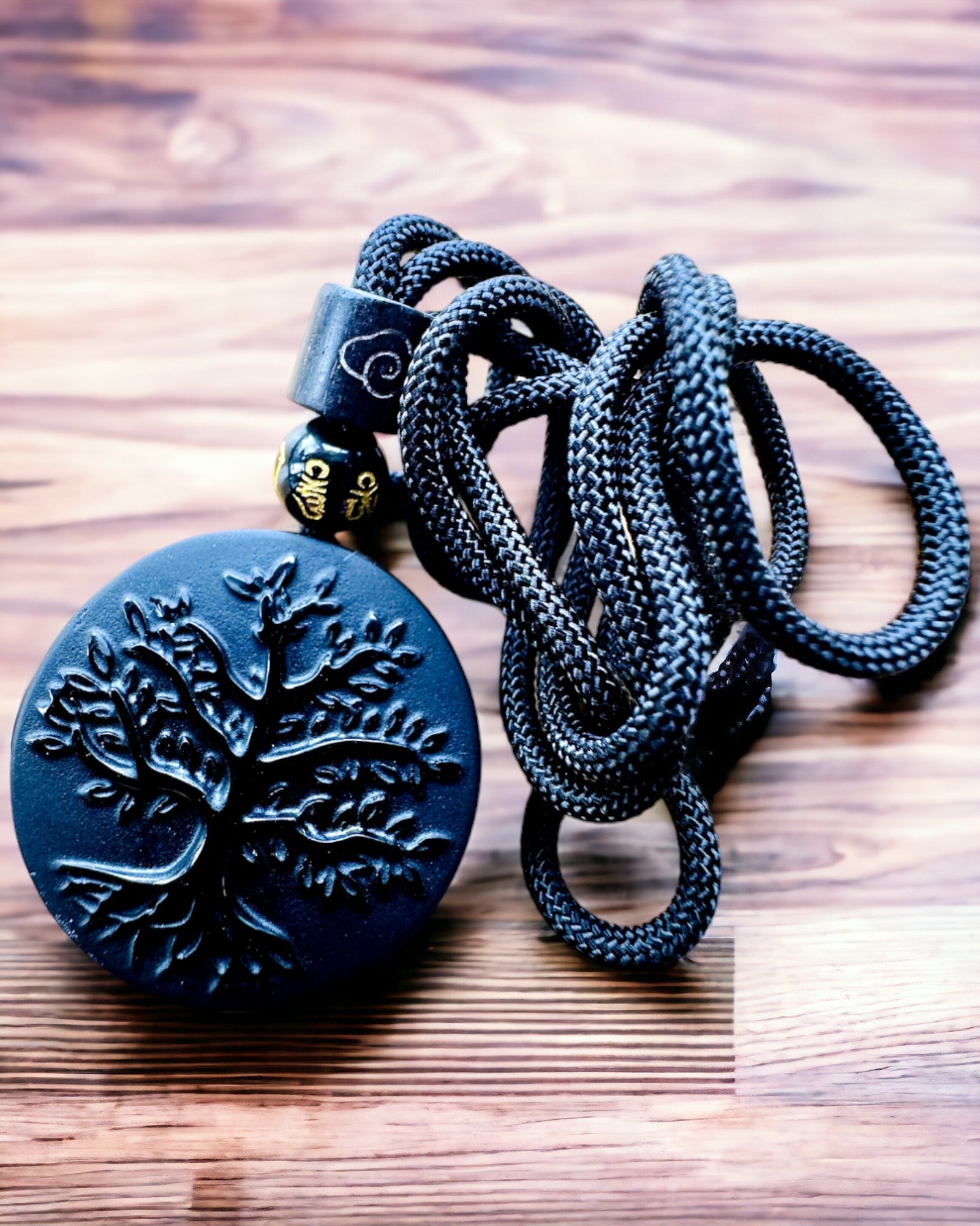 "Tree of Life" Necklace made of Obsidian - personalization with engraving