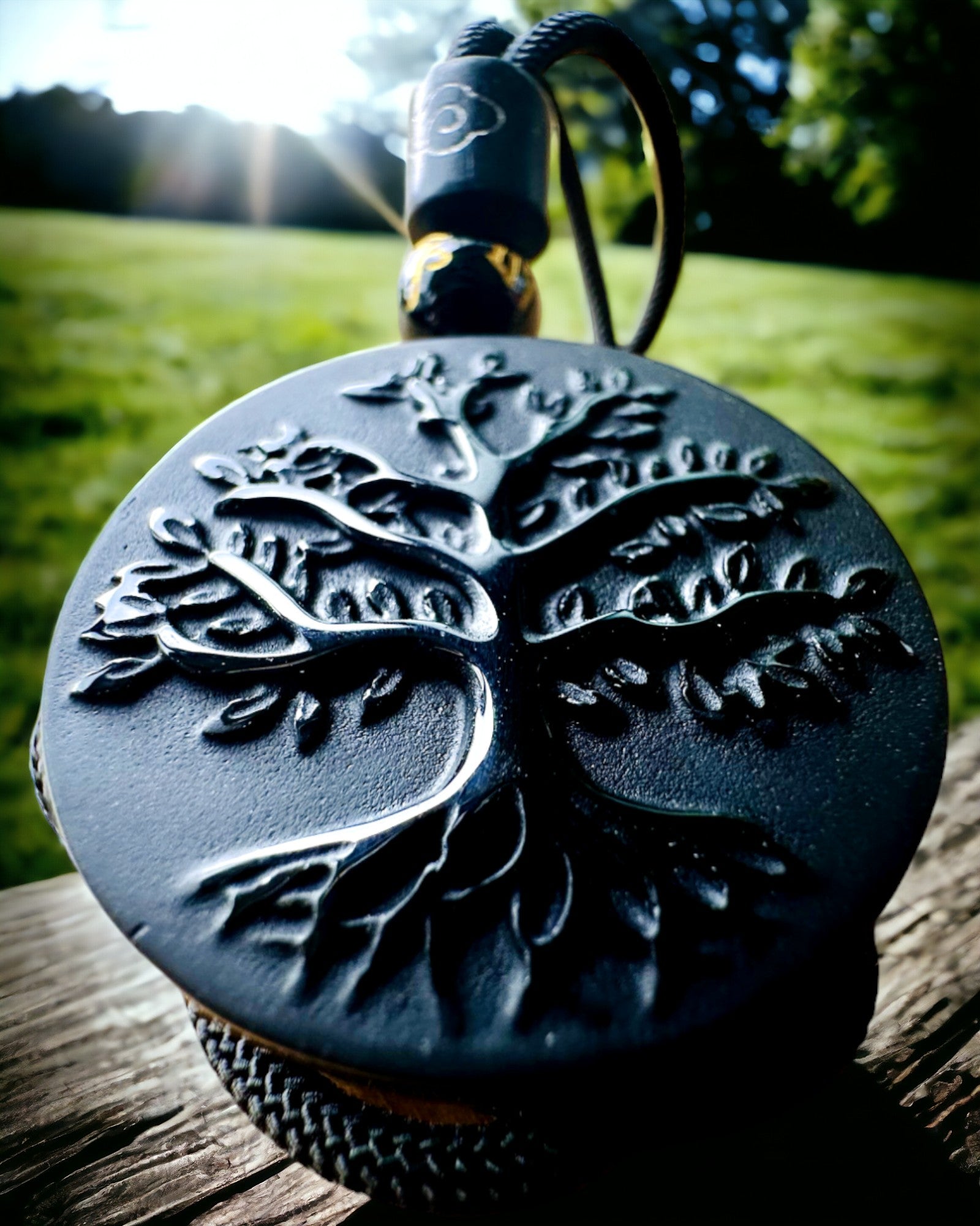 Collier "Arbre de Vie" en Obsidienne - personnalisation par gravure