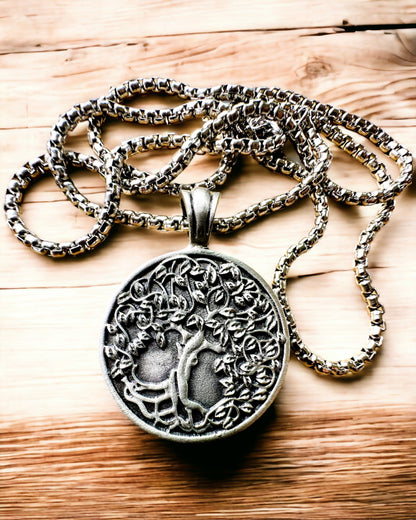 Tree of Life Amulet with Engraving Option - "Vitality of Nature" Necklace, personalization