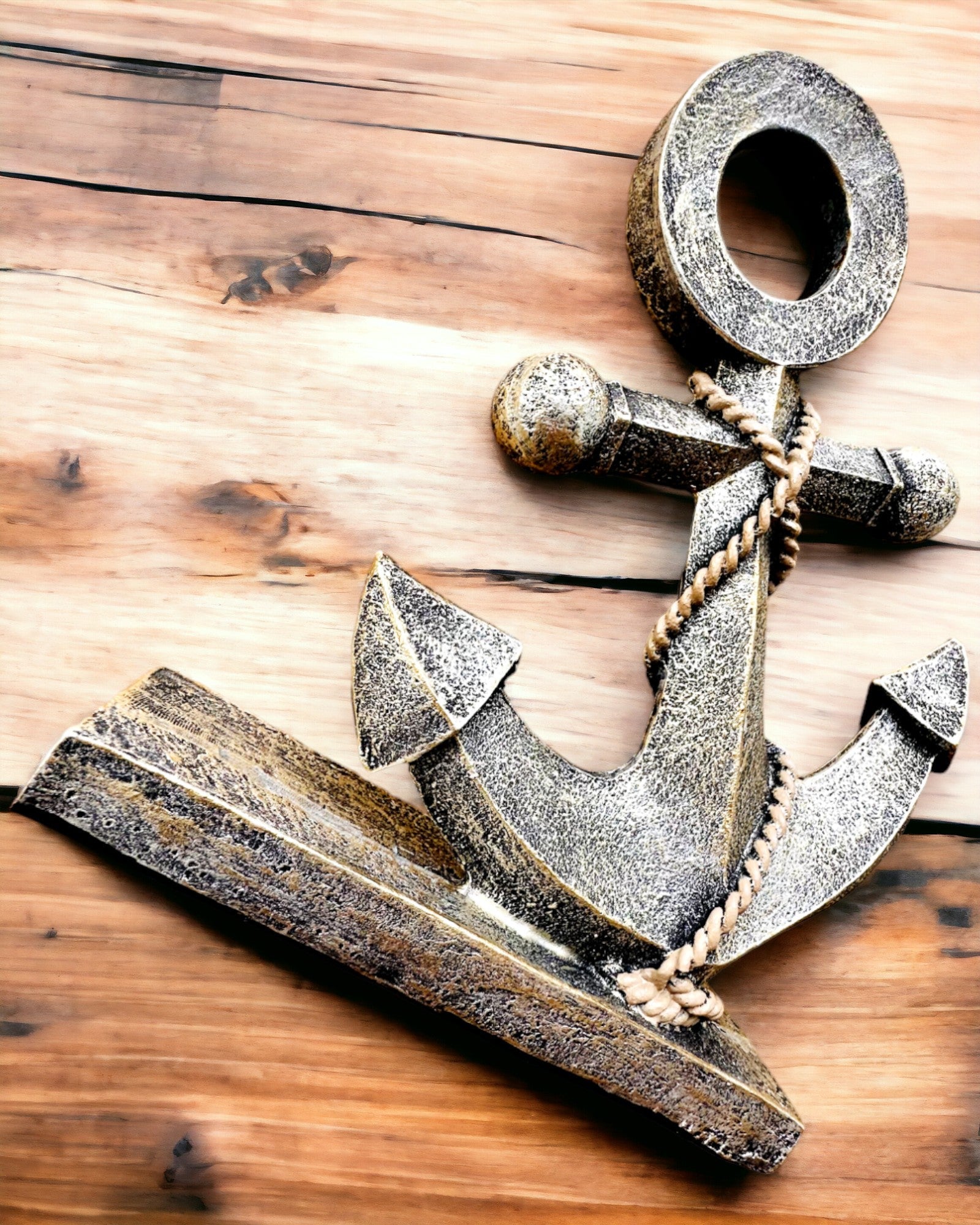 Rustic Resin Anchor Sculpture - "Sea Legend", anchor personalization with engraving