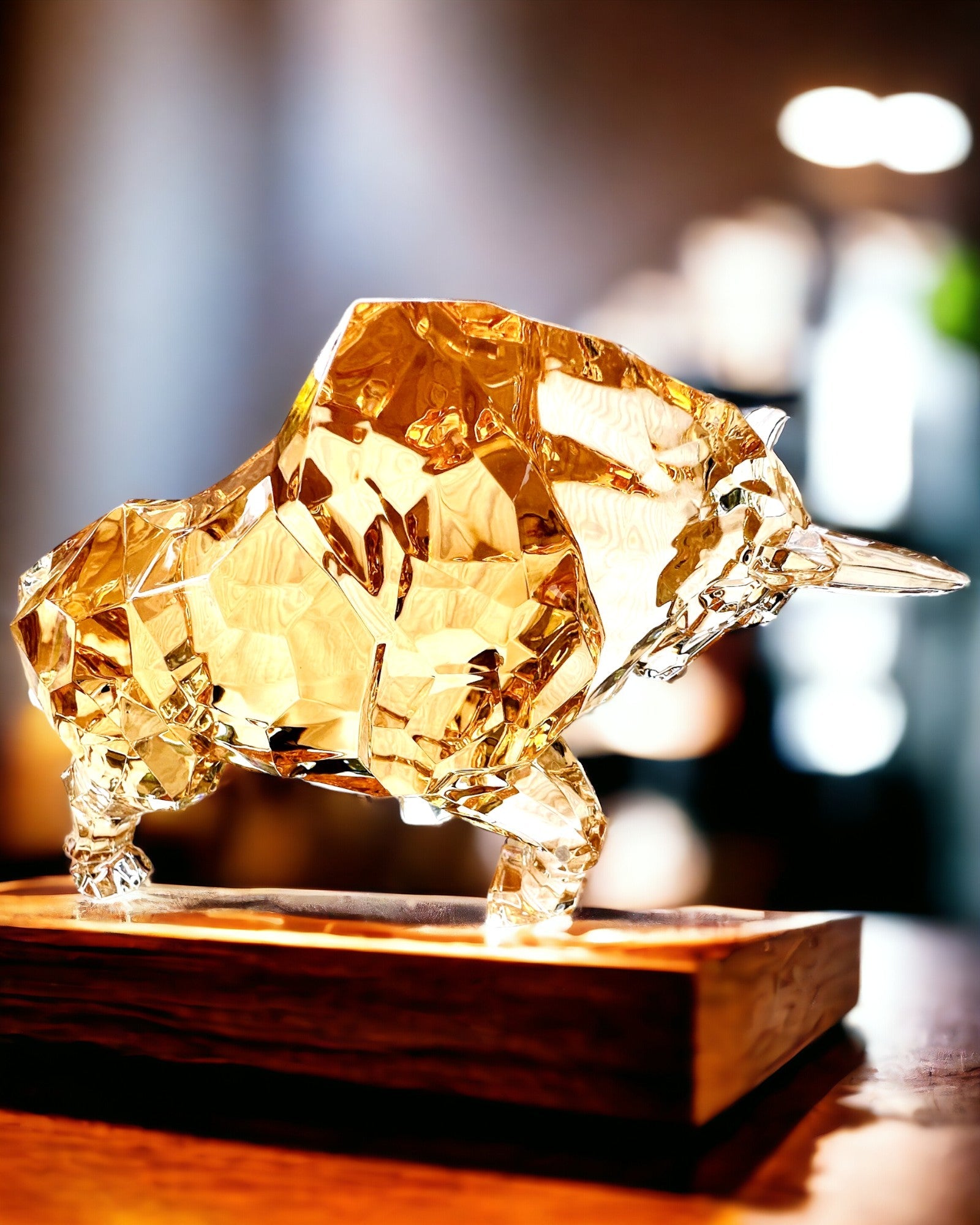 Statue "Goldener Stier" aus Harz, transparenter Design, Möglichkeit zur Personalisierung