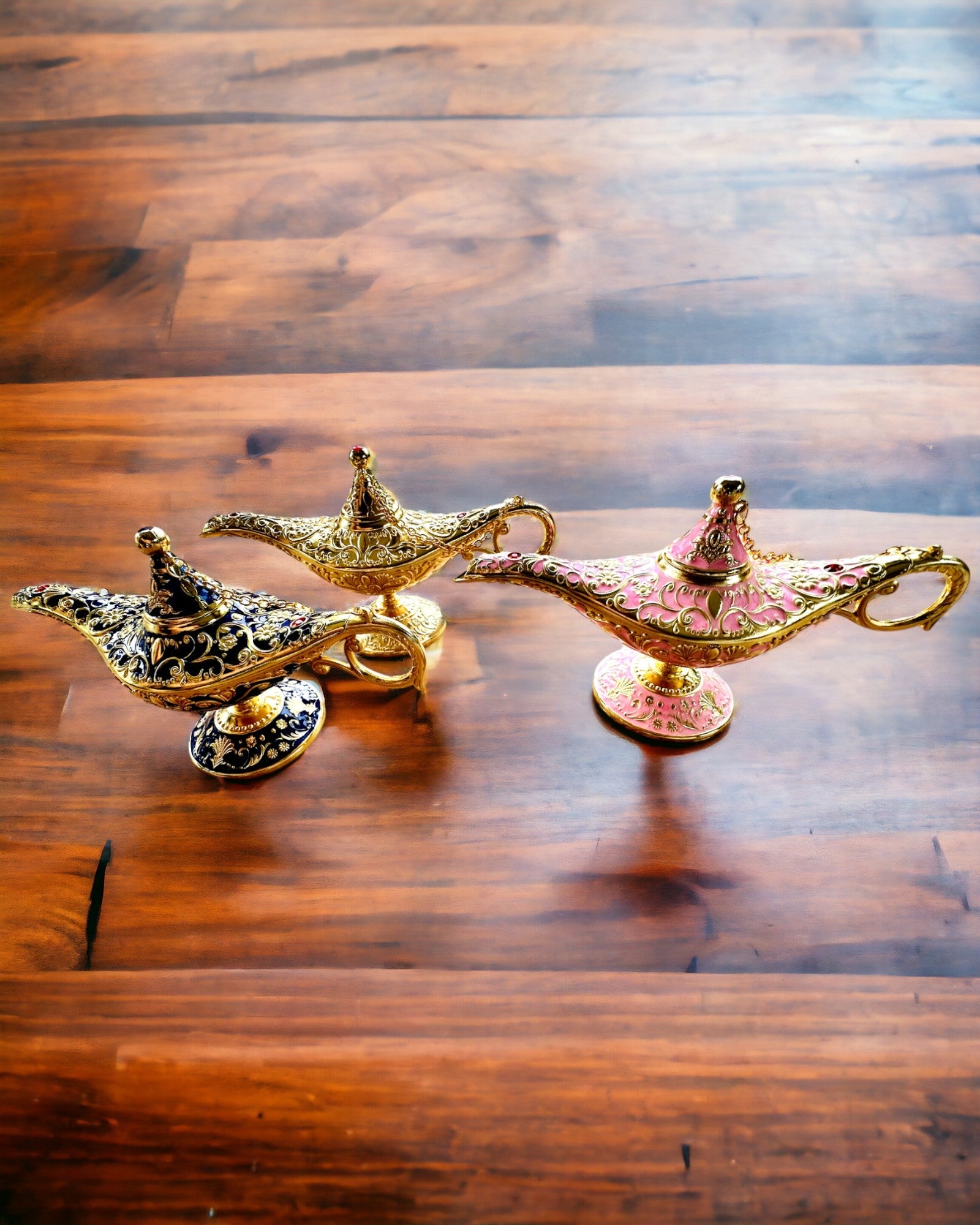 Magische Aladdin Lamp met Graveermogelijkheid - Roze Variant, doorweven met goud