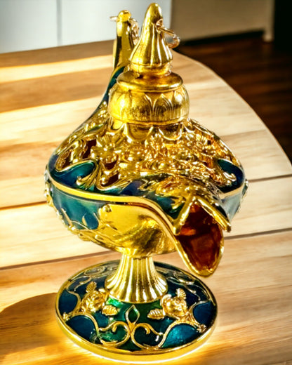 Petite Lampe Aladdin Fait Main - Artisanat Métallique Artistique pour Décoration Intérieure, gravure