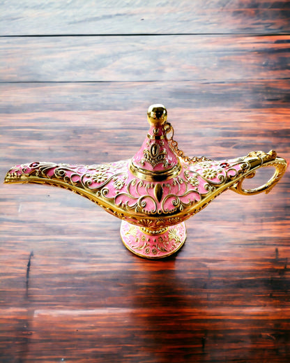 Aladdin's Magic Lamp with Engraving Option - Pink Variant, interwoven with gold