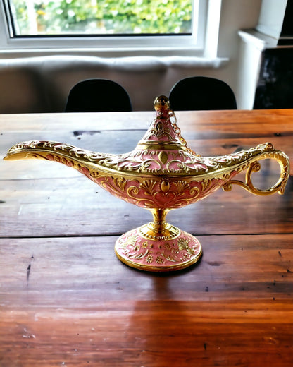 Magische Aladdin Lamp met Graveermogelijkheid - Roze Variant, doorweven met goud