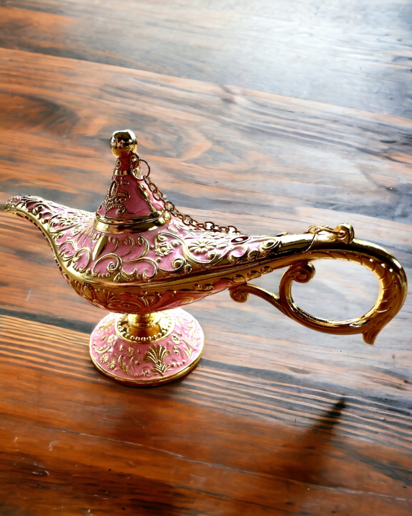 Magische Aladdin Lamp met Graveermogelijkheid - Roze Variant, doorweven met goud