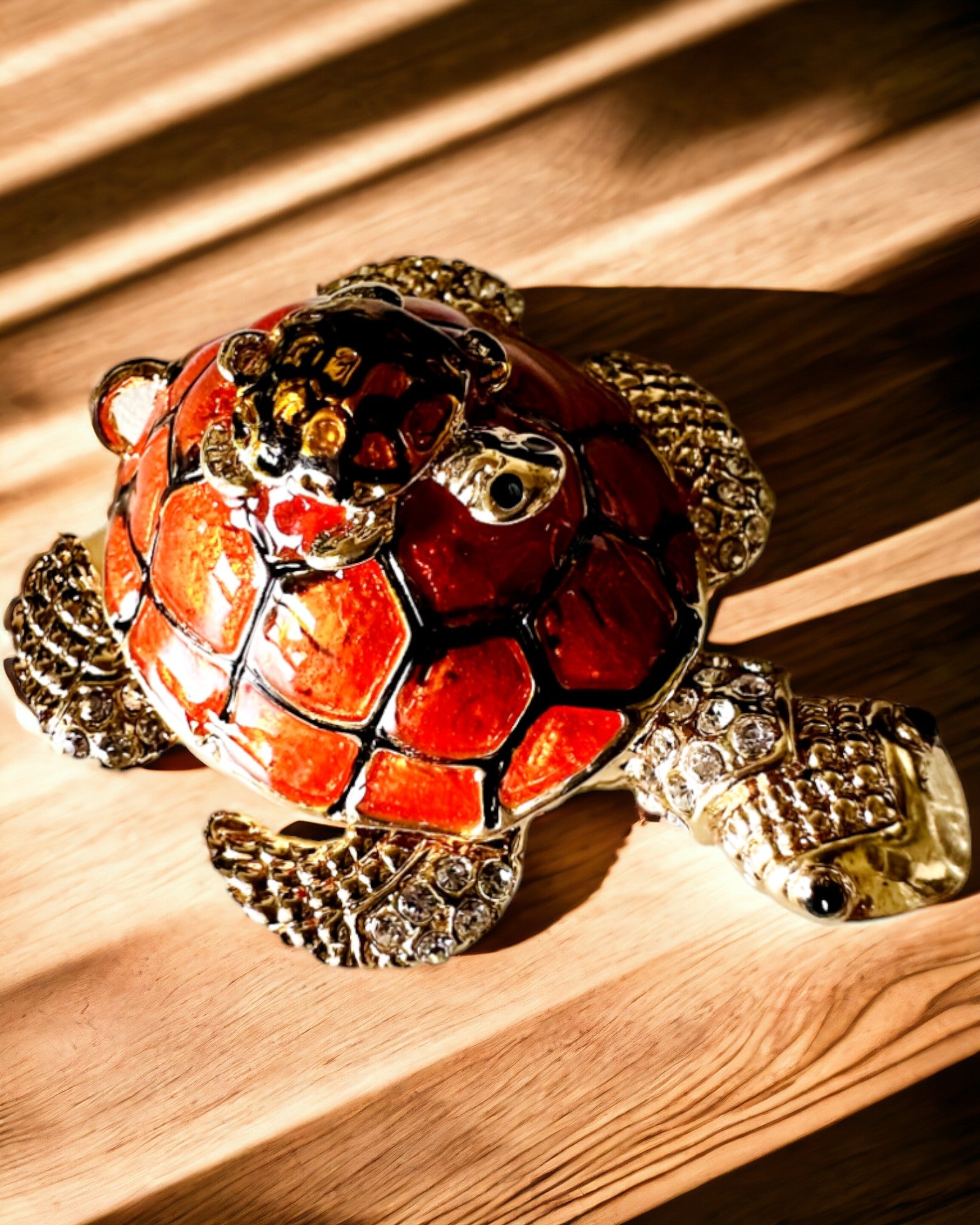 Boîte "Famille Tortue" - couleur orange, personnalisation par gravure