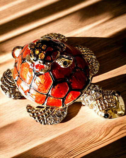 "Turtle Family" Box - orange color, personalization with engraving