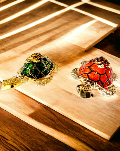 "Turtle Family" Box - orange color, personalization with engraving