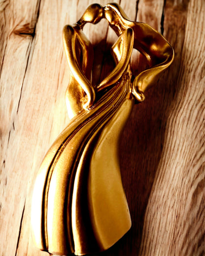 Sculpture of Love - "Eternal Passion" - Small Decorative Figurine in Gold Color with Engraving Option