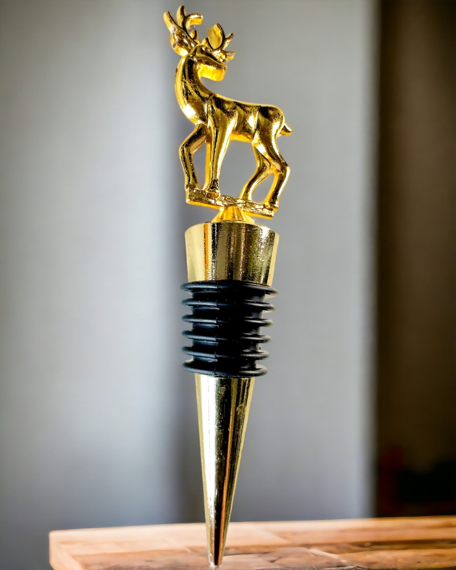 Exclusive Metal Wine Stopper with Deer - Elegant and Functional, personalization option with engraving