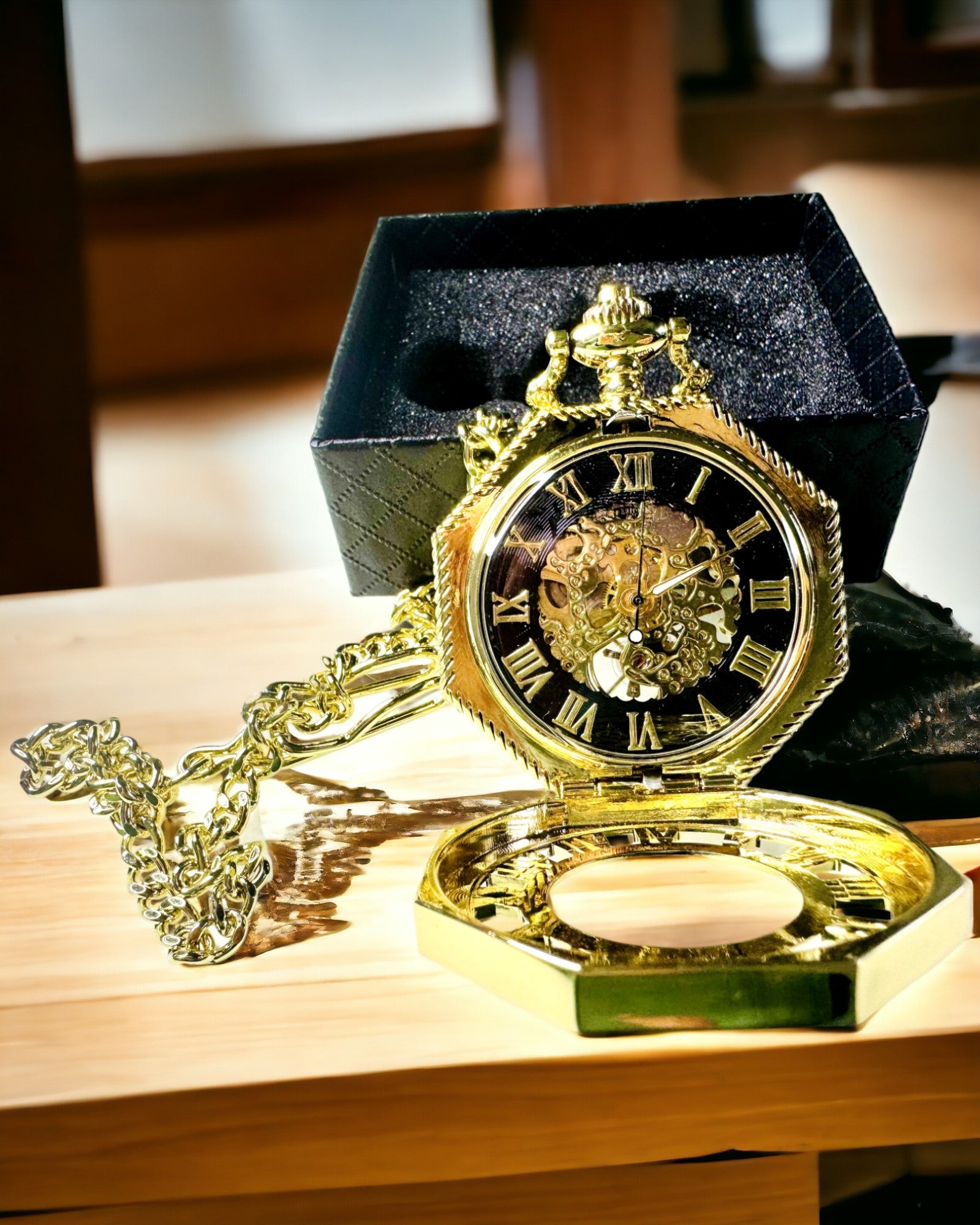 Exclusieve Steampunk Zakhorloge met Zichtbaar Mechanisme op de Wijzerplaat - Klassieke Elegant