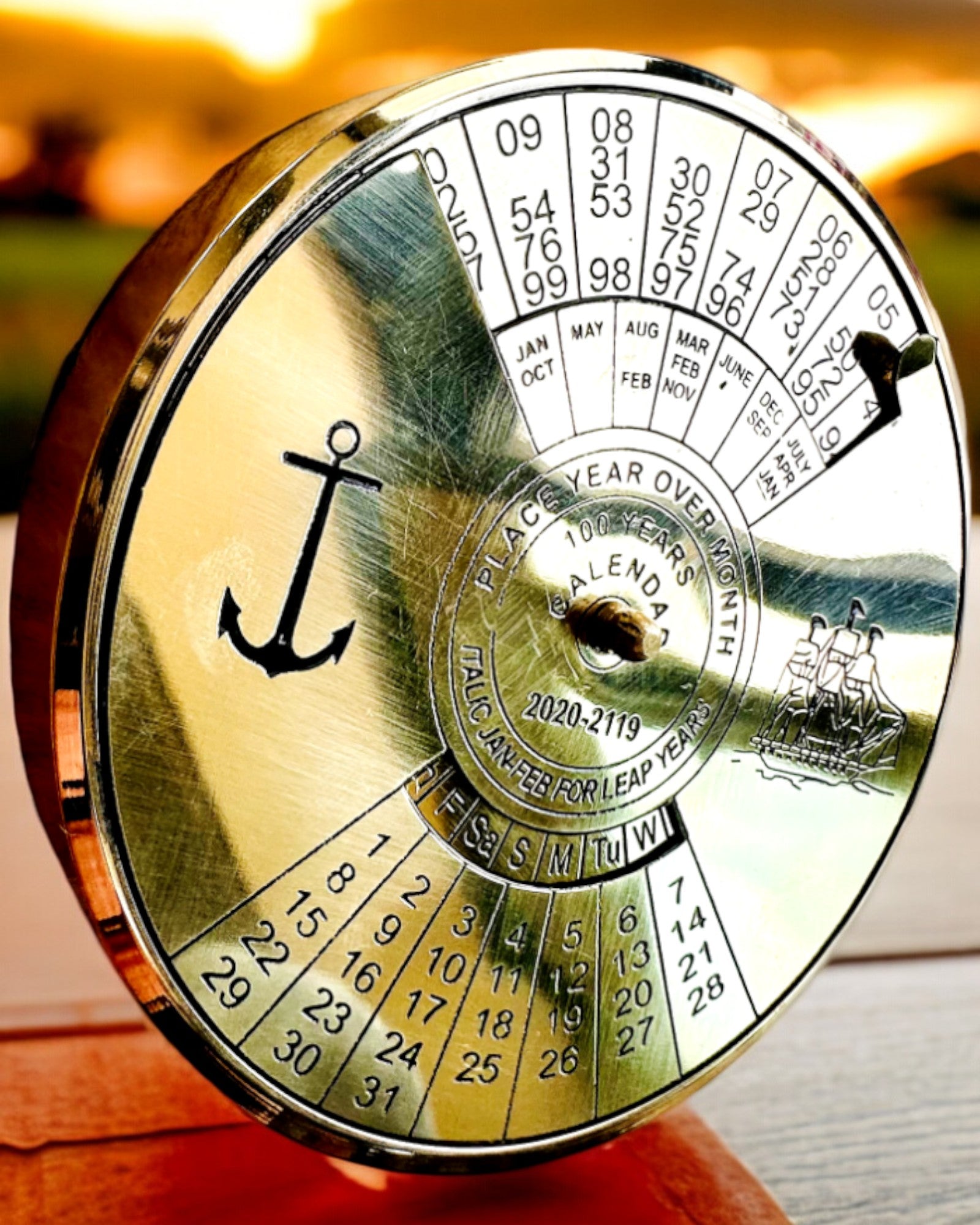 Eternal Calendar "Marine Sail" – Brass 100-Year Calendar - possible engraving for a gift