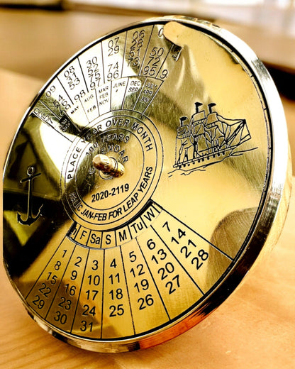 Eternal Calendar "Marine Sail" – Brass 100-Year Calendar - possible engraving for a gift