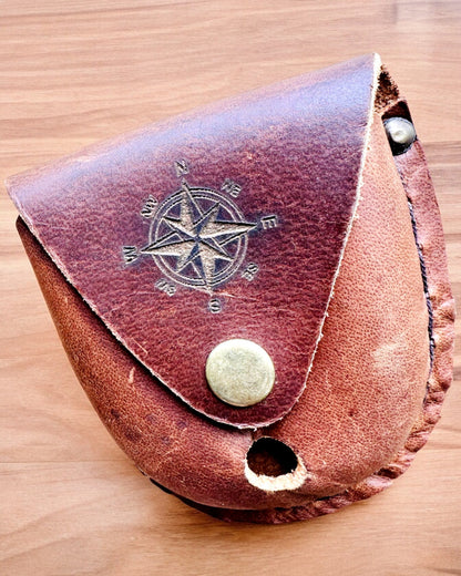 Leather Case "Explorer" - for compact compass or pocket watch - personalization option with engraving