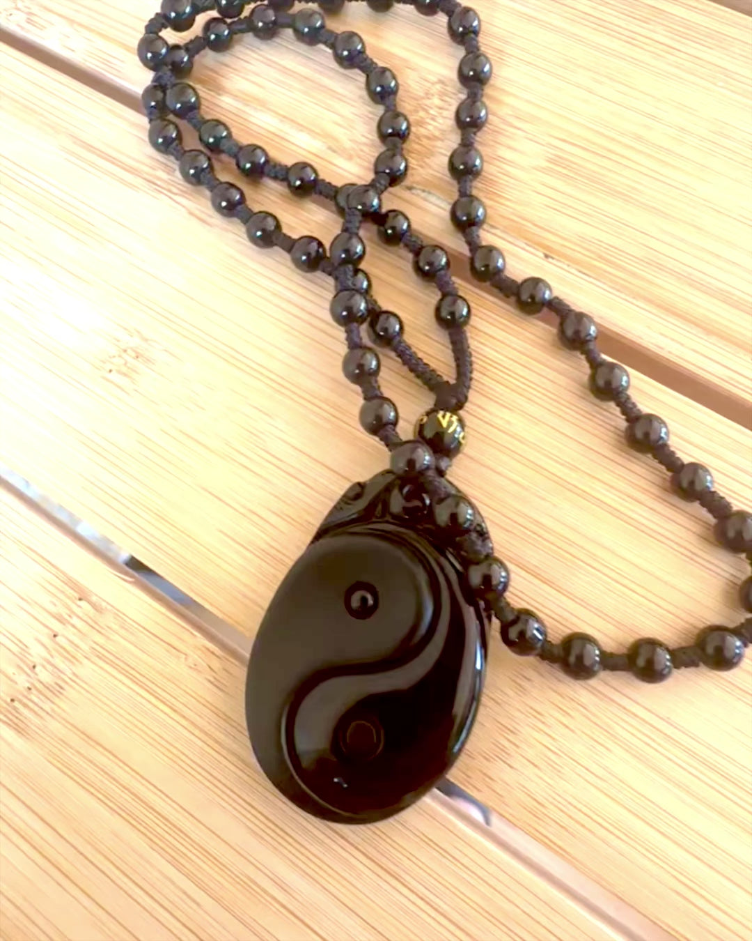 Obsidiaanse Yin Yang Amulet met Gravure - Harmonie en Bescherming, personalisatie met gravure als cadeau