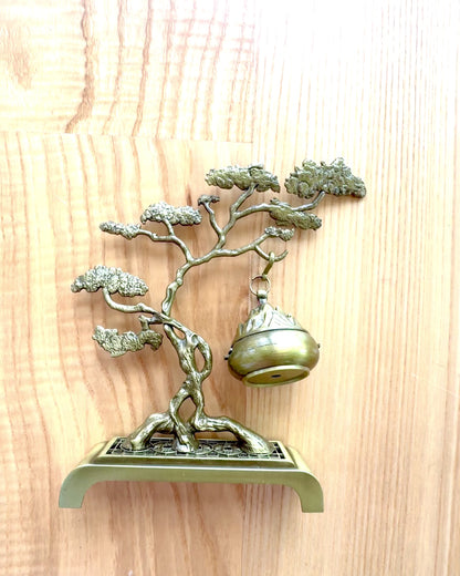 Eleganter Metallhalter für Bonsai-Räucherstäbchen - Möglichkeit zur Personalisierung mit Gravur als Geschenk