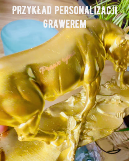 Duel Mocarzy - Dekorative Skulptur Stier und Bär - Möglichkeit zur Personalisierung mit Gravur - Farbe Gold