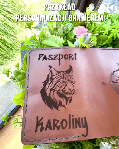 Etui "Podróżnika" - Skórzane Opakowanie na Paszport, personalizacja grawerem - 2 warianty kolorystyczne