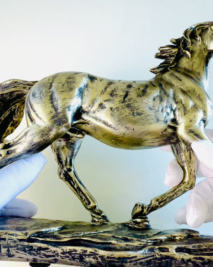 Galloping Horse Resin Figurine with Engraving Option