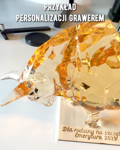 Statue "Goldener Stier" aus Harz, transparenter Design, Möglichkeit zur Personalisierung