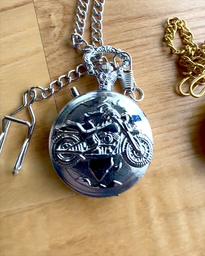 Pocket Watch "Motorcycle Elegance 2" – Engraving for a gift, 3 color variants