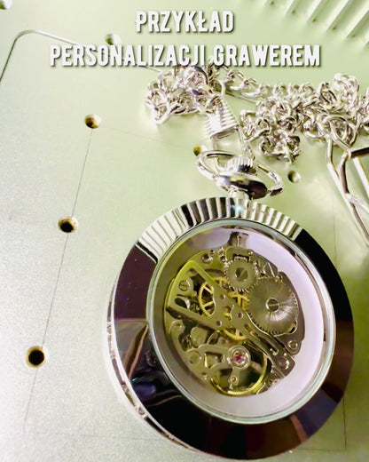 Silver Exclusive Mechanical Pocket Watch in Retro Style, Waterproof - Elegance for Every Occasion, with engraving