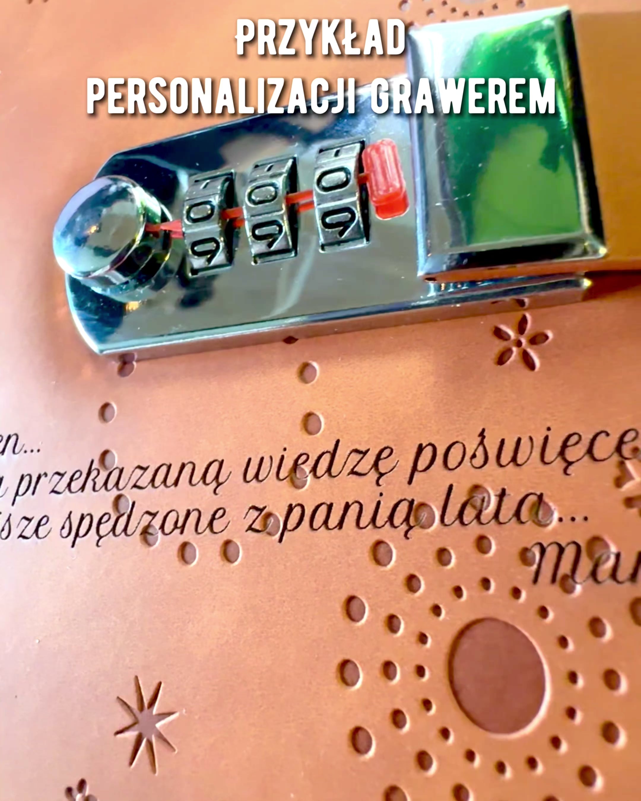 Ekskluzywny Notatnik, skóra PU, A5 z Zamkiem Szyfrowym - "Secret Journal", personalizacja grawerem