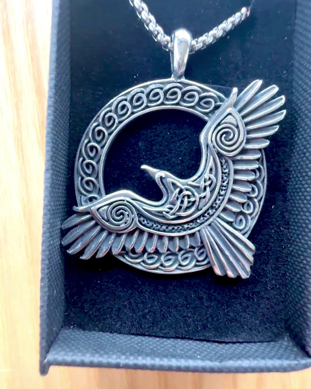 Amulet of the Steel Falcon - Engraved Necklace, inspired by Celtic art, for a gift